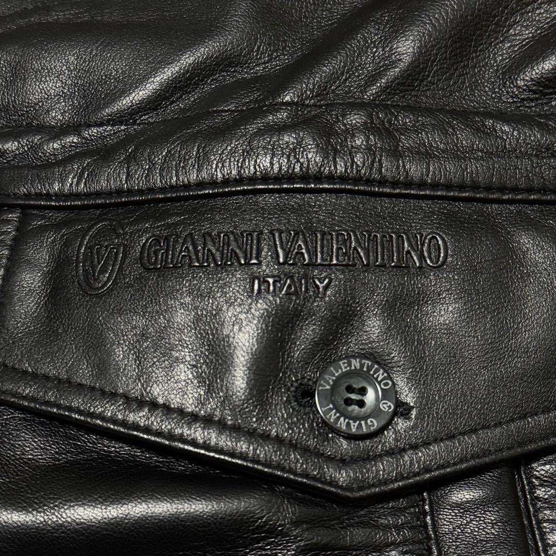 1円~ 美品 上質 GIANNI VALENTINO ジャンニ ヴァレンチノ ラムレザー 羊革 コート メンズ ブラック 大きいサイズ 50 XL相当_画像4