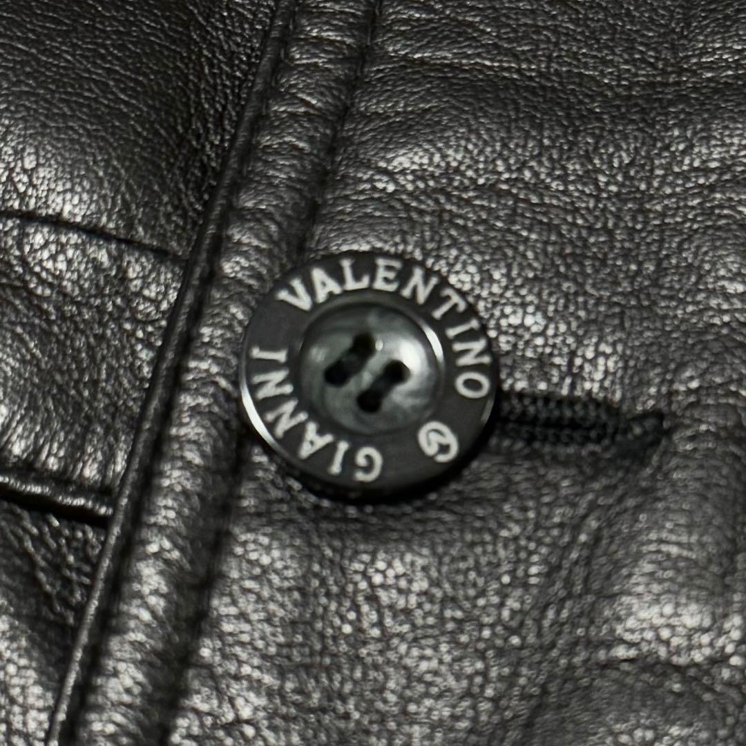 1円~ 美品 上質 GIANNI VALENTINO ジャンニ ヴァレンチノ ラムレザー 羊革 コート メンズ ブラック 大きいサイズ 50 XL相当_画像5