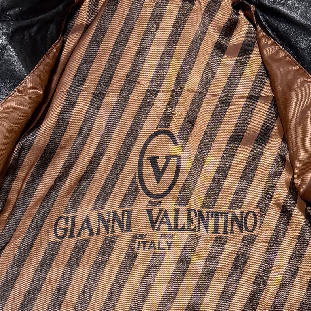 1円~ 美品 上質 GIANNI VALENTINO ジャンニ ヴァレンチノ ラムレザー 羊革 コート メンズ ブラック 大きいサイズ 50 XL相当_画像7