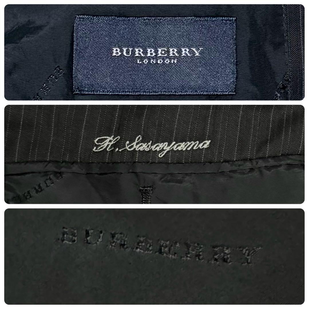 1円~ 美品 BURBERRY LONDON バーバリーロンドン スーツ セットアップ シルク混 ブラック ストライプ A6 L相当_画像5
