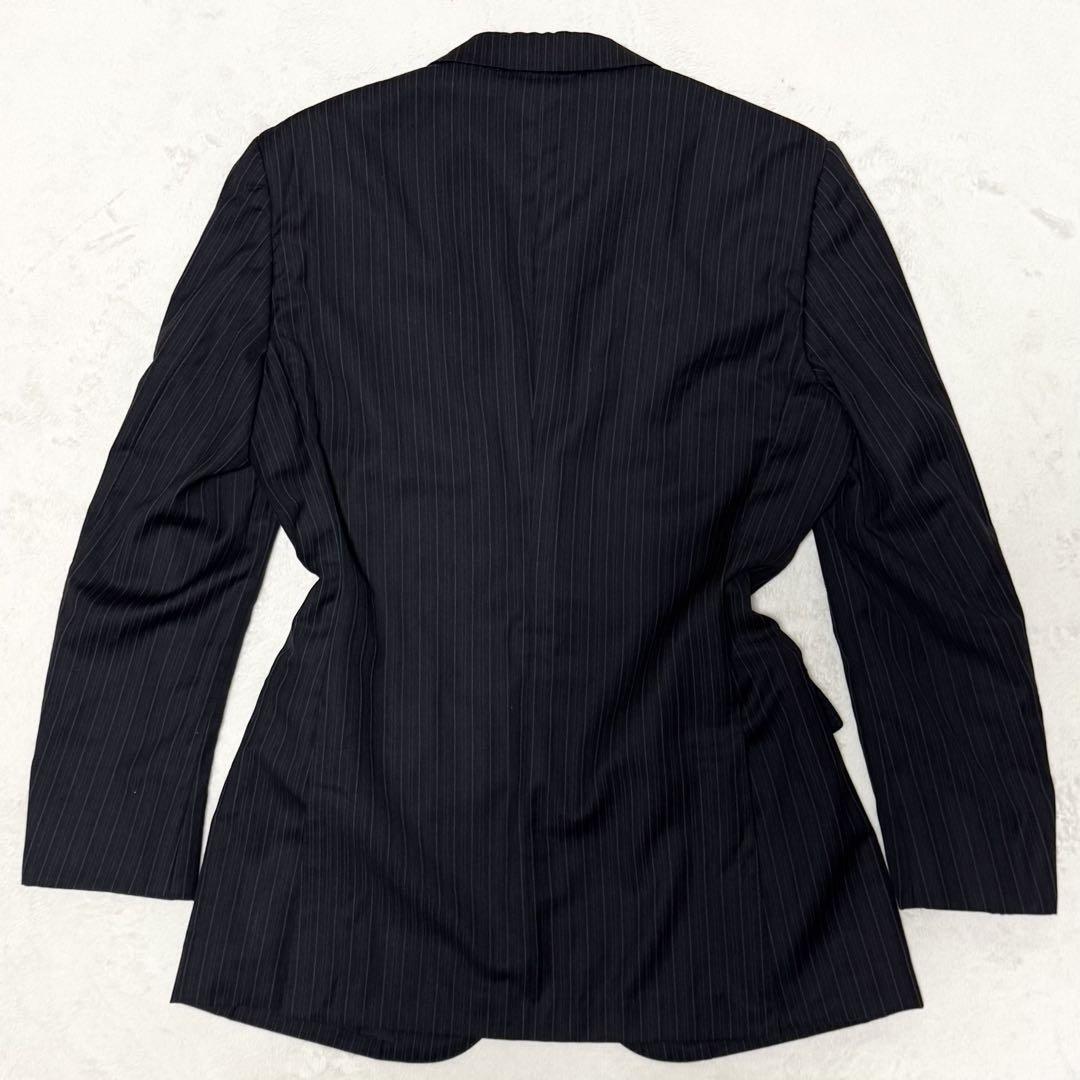 1円~ 美品 BURBERRY LONDON バーバリーロンドン スーツ セットアップ シルク混 ブラック ストライプ A6 L相当_画像7