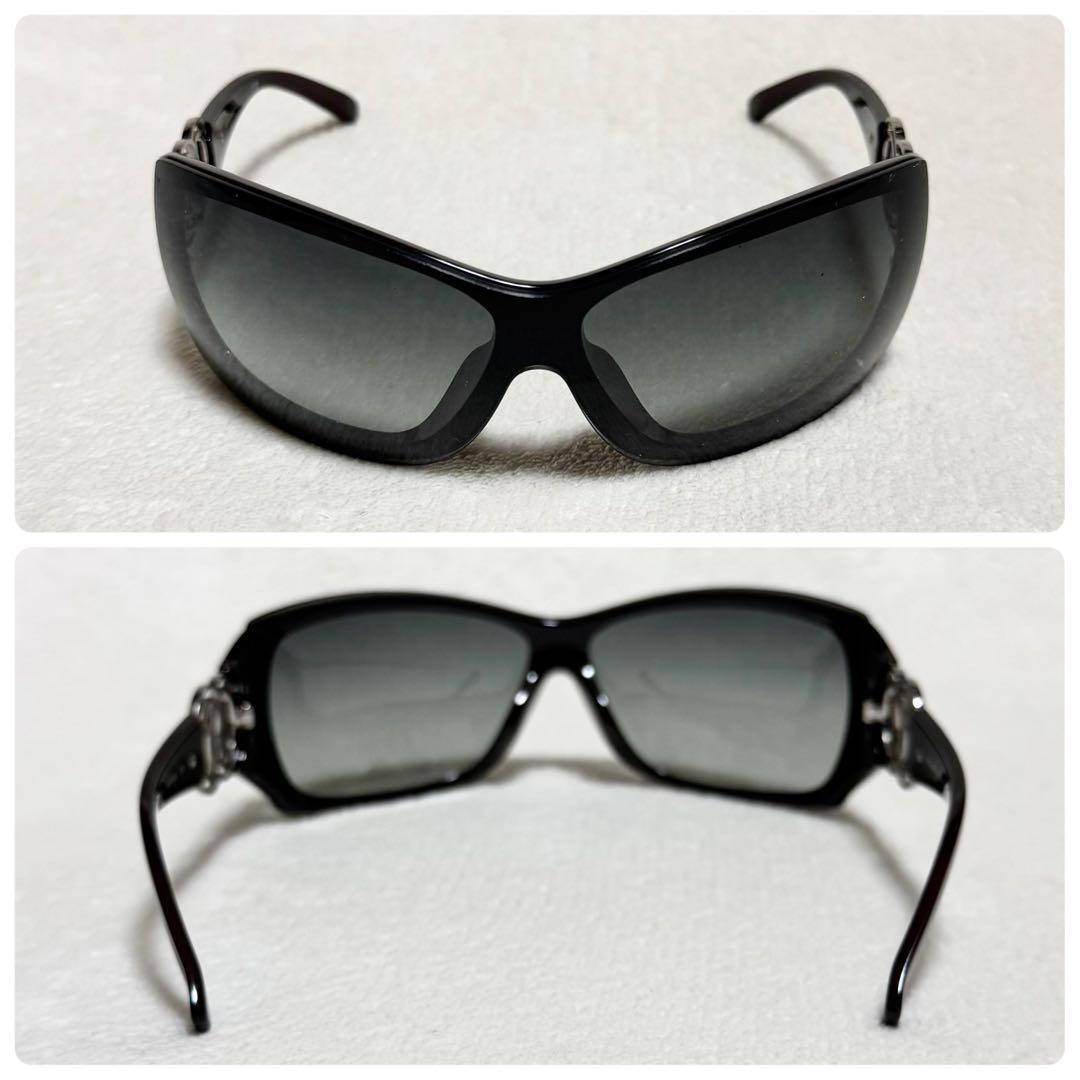 1円~ 希少 CHANEL シャネル サングラス 6020 ココマーク ラップアラウンド ダークブラウン ケース 箱付き_画像3
