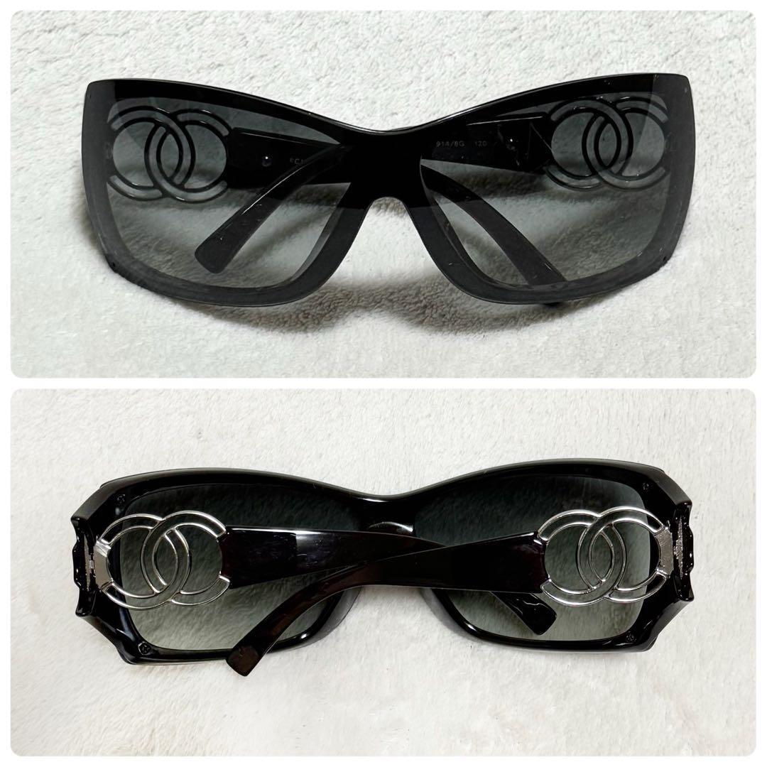 1円~ 希少 CHANEL シャネル サングラス 6020 ココマーク ラップアラウンド ダークブラウン ケース 箱付き_画像4