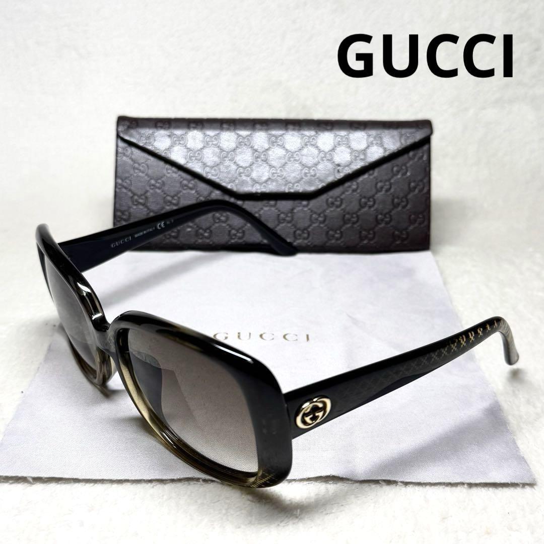 1円~ 美品 GUCCI グッチ サングラス GG 3593/F/S W8HJD インターロッキング ディアマンテ ブラックゴールド_画像1