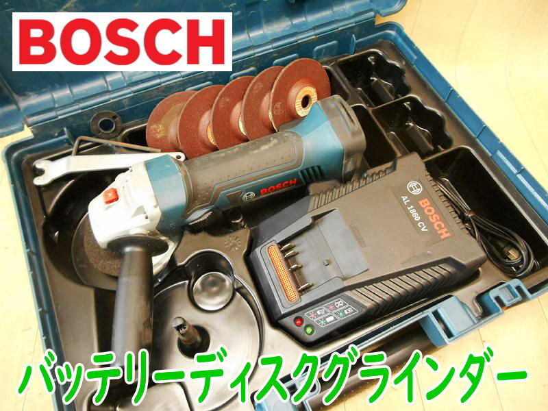 ◆ BOSCH バッテリーディスクグラインダー GWS18V-LI ボッシュ コードレス 充電式 18V グラインダ サンダー 切断機 充電器 No.5481_画像1