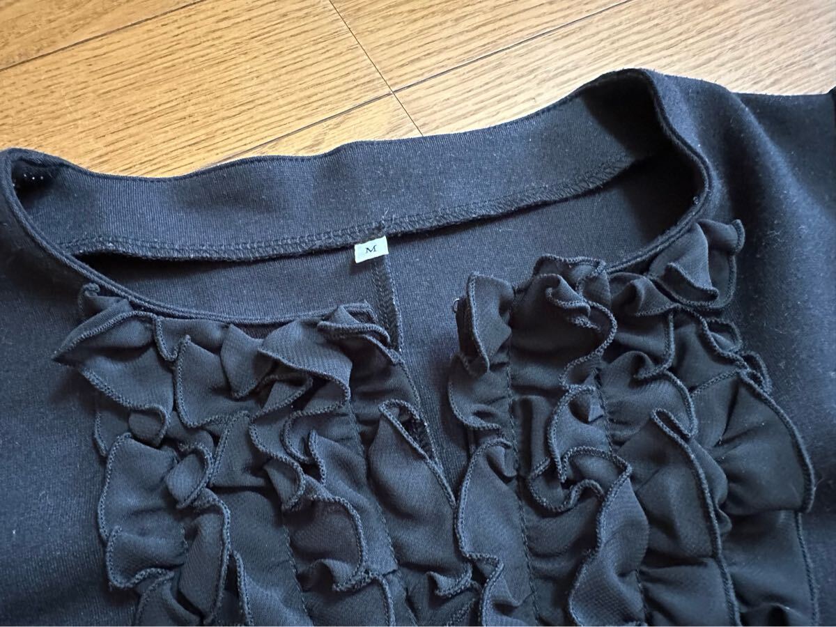◇DHC ディーエイチシー フリルデザイン ワンピース Mサイズ 黒◇_画像7