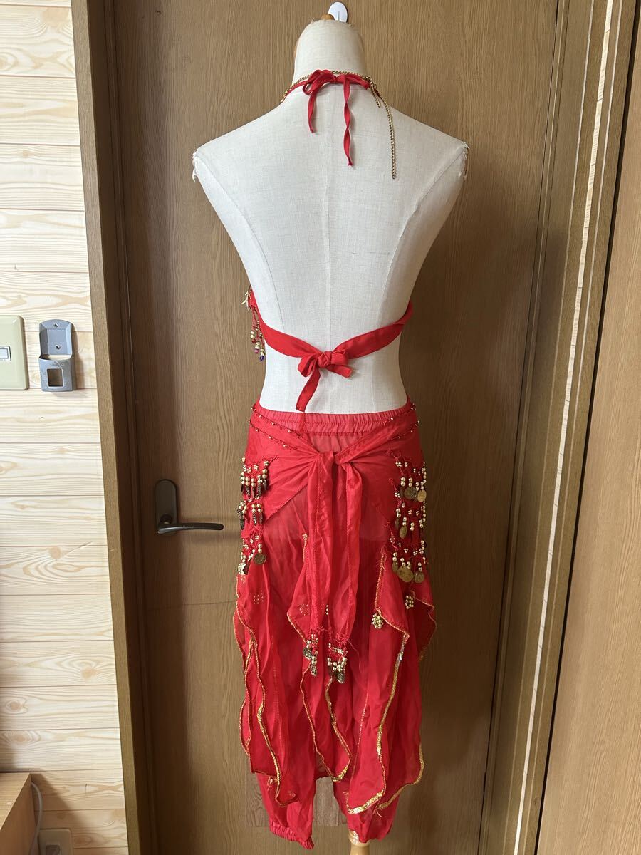 ◇ベリーダンス アラビア スパンコールビーズ刺繍 飾り装飾 ネックレス 腕飾り付き パンツ 衣装セット Lサイズ ◇_画像8