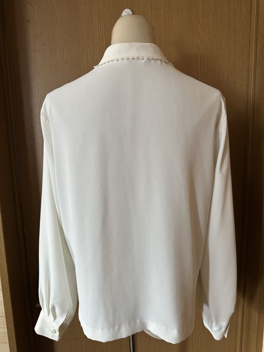 ◇日本製 hanano blous 花のブラウス 花刺繍レース ピンタックデザイン ブラウス◇昭和レトロ古着ヴィンテージ_画像4