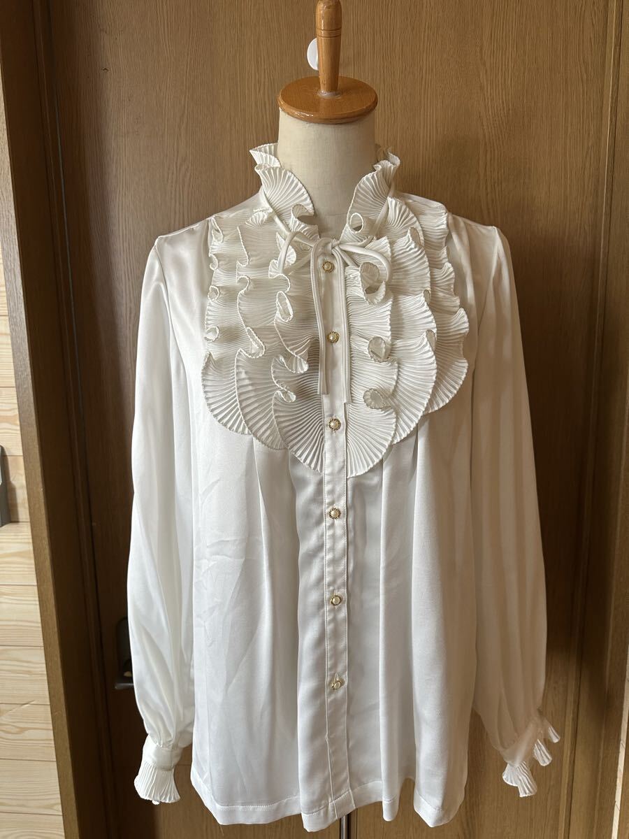 ◇花のブラウス 昭和レトロ古着ヴィンテージ クラシカル ラッフルフリルデザインブラウス◇_画像1