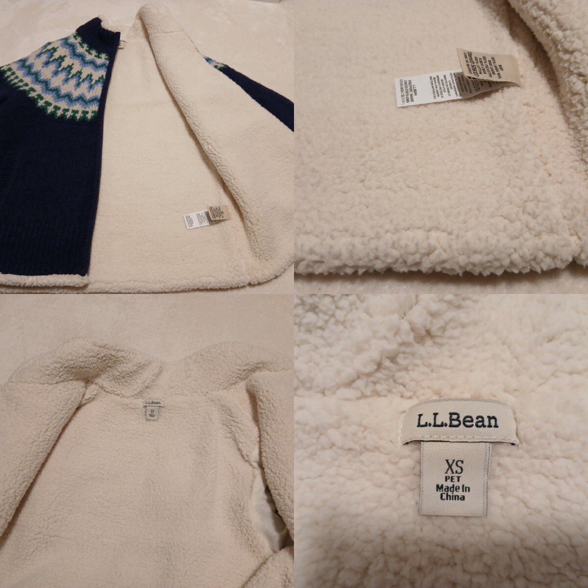 LLBean ウィメンズ ウールセーター Wファスナー クラシック ラグ シェルパ ラインド ジップ カーディガン フェア アイル_画像8