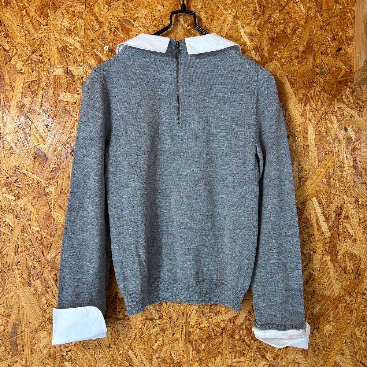 alice+olivia 長袖 トップス 襟付き　グレー　薄手ニット　取り外し　レディース　襟付きニット　4938_画像5