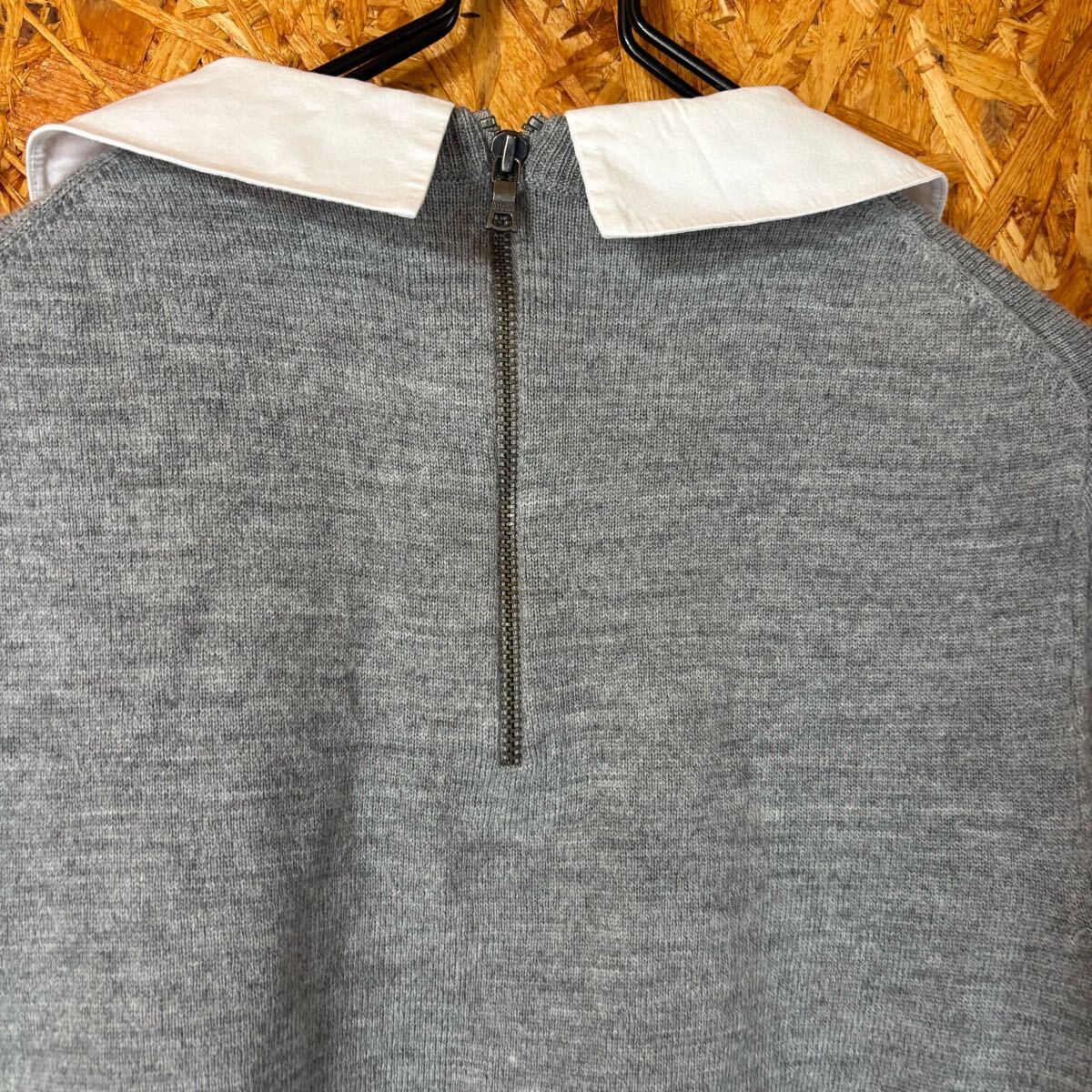 alice+olivia 長袖 トップス 襟付き　グレー　薄手ニット　取り外し　レディース　襟付きニット　4938_画像6