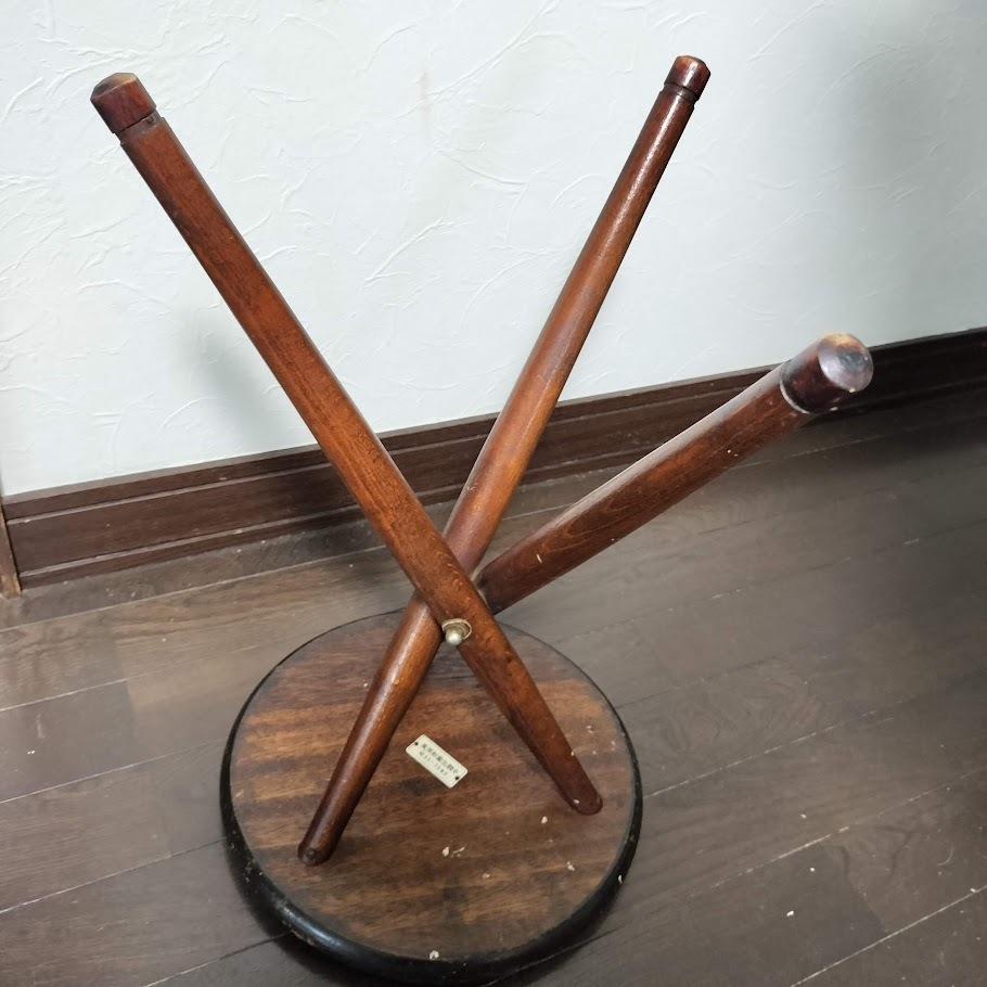 3本脚 木製スツール 椅子 ジャパニーズモダン ビンテージ 丸椅子 花台 昭和レトロ 当時物_画像7