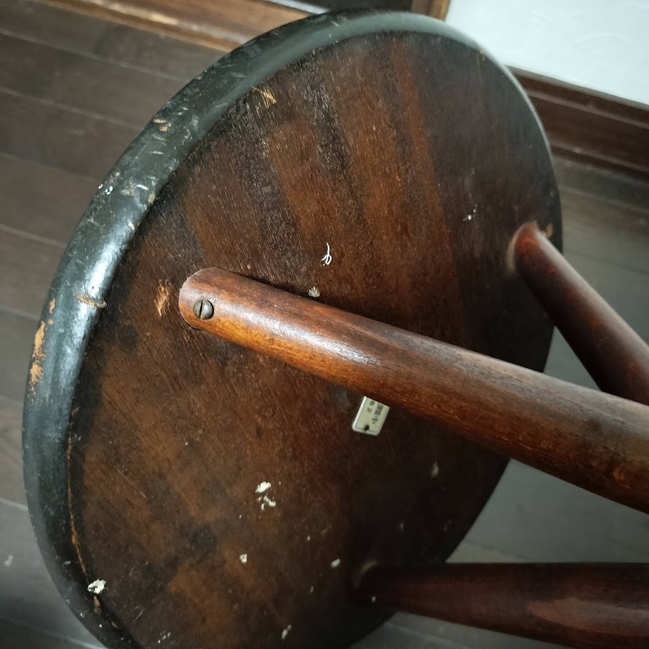 3本脚 木製スツール 椅子 ジャパニーズモダン ビンテージ 丸椅子 花台 昭和レトロ 当時物_画像8