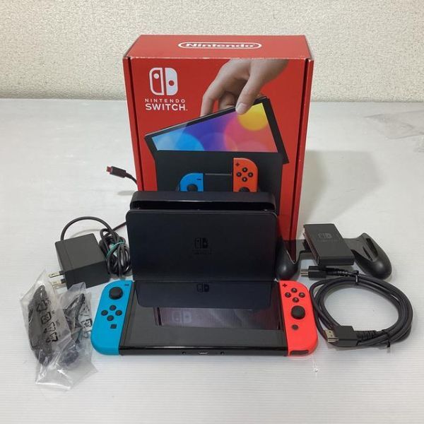 [2024年製] Nintendo Switch（有機ELモデル） Joy-Con(L) ネオンブルー/(R) ネオンレッド HEG-S-KABAA　管理YI314_画像1