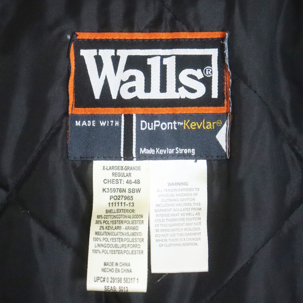 G5R/R7.22-3 Walls ウォールズ Kevlar アクティブジャケット ジップアップパーカー 中綿ブルゾン ジャンパー XL ブラウン_画像8