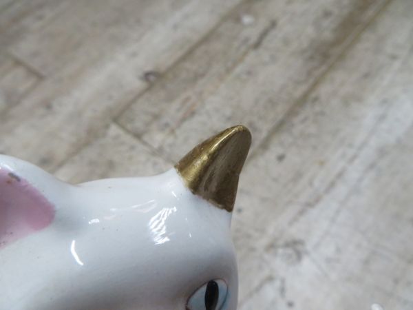 【USED/ビンテージ/左耳補修有】 シャム猫 陶器 置物 検索用⇒ 昭和レトロ/当時物/猫/インテリア/金継/F1005_画像9
