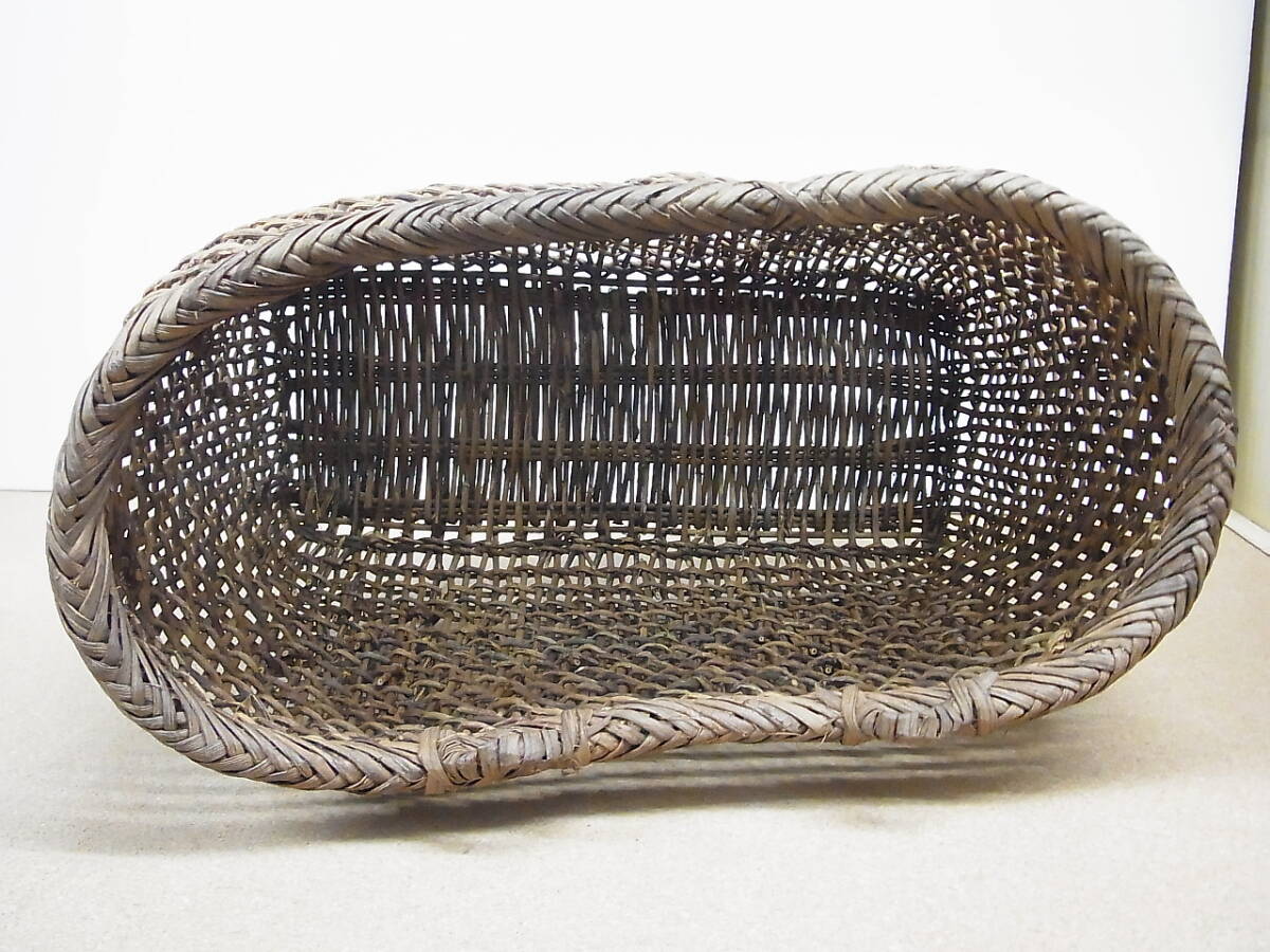 あけび　アケビ かご☆籠　花籠　蔓細工　山菜取り　農家手製　カゴ　状態良好_画像6