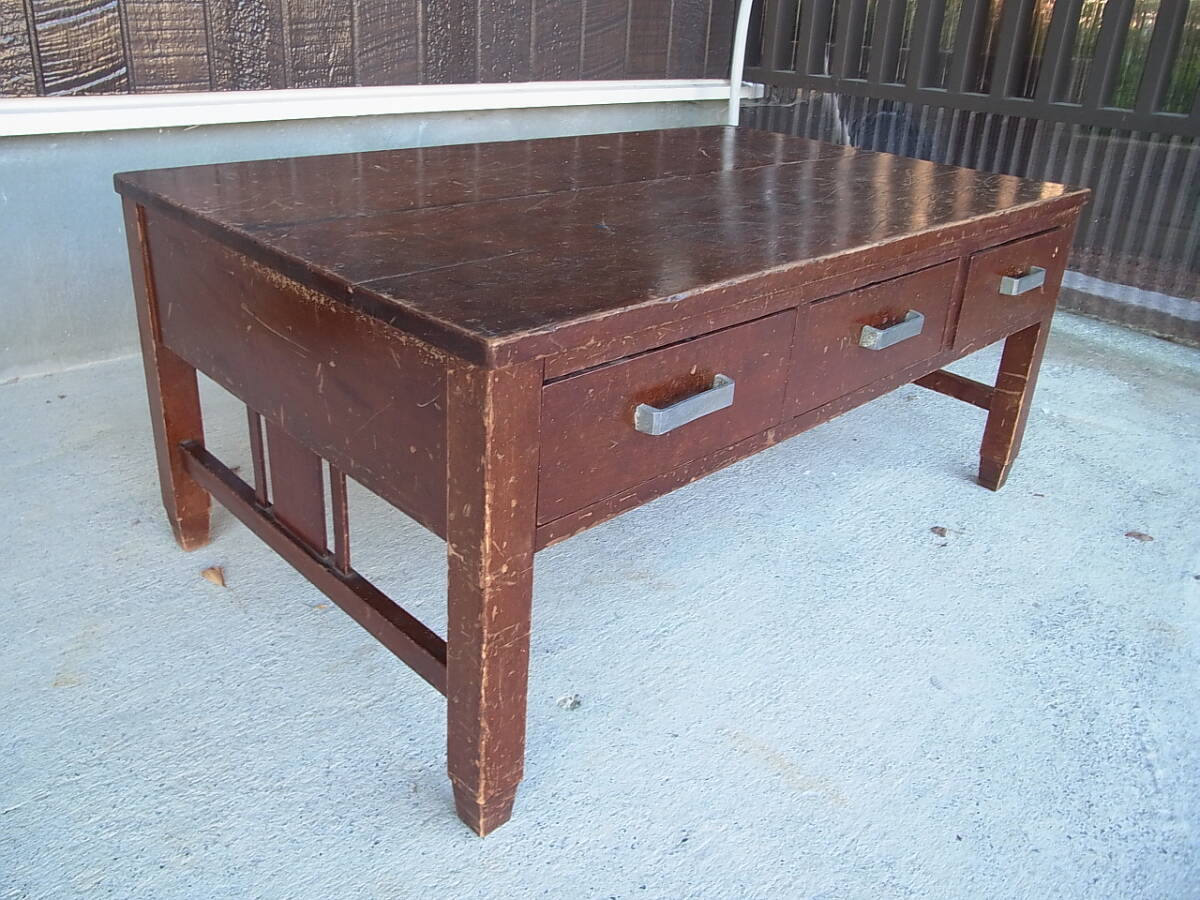 文机☆木製家具　昭和もの　引出し付き　電話番号必要です。_画像2