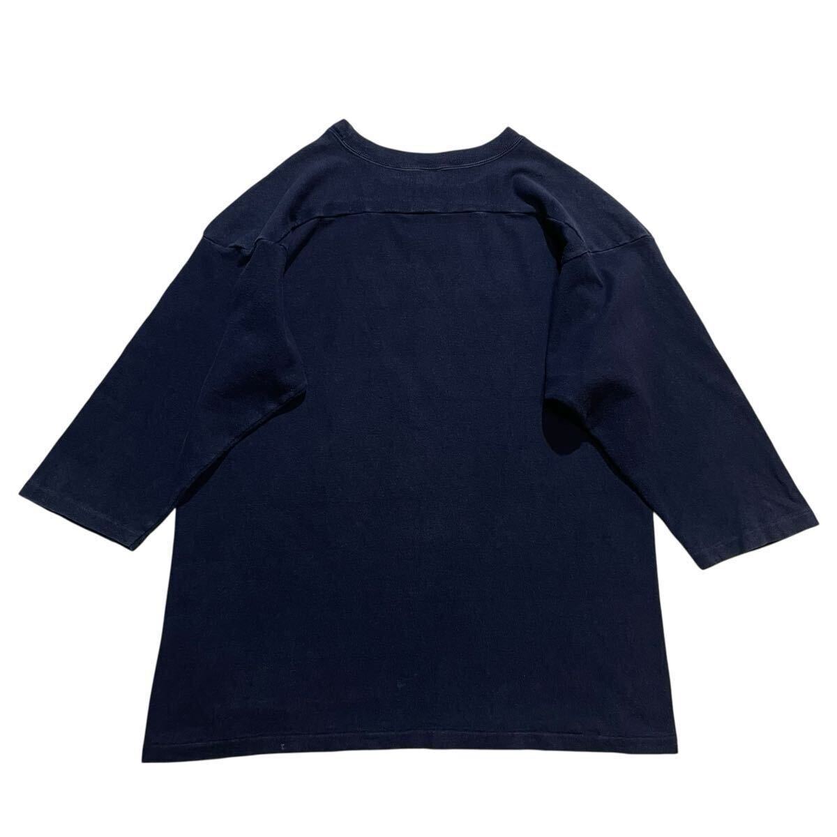 良好?80s USA制 チャンピオン フットボール Tシャツ L 紺 トリコタグ 7分袖 ビンテージ CHICAGO BEARS コットン ナス紺 ビッグサイズ