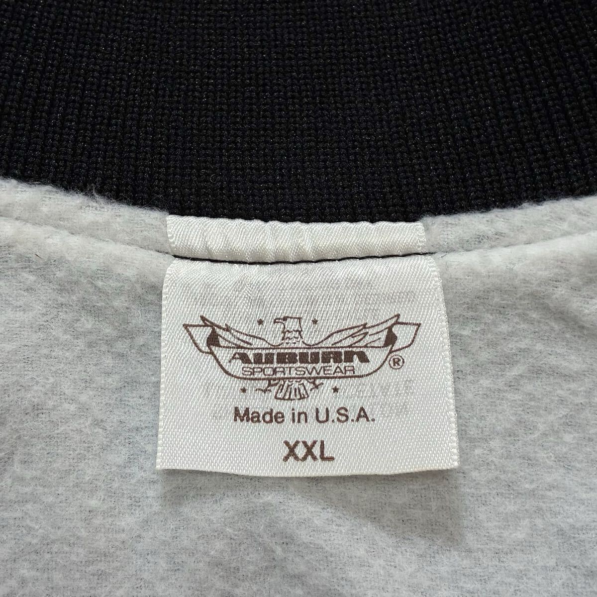 ビッグサイズ♪80s 90s USA製 AUBURN フルスナップ ナイロン スタジャン XXL 黒 ビンテージ ジャケット 唐辛子 チリ 刺繍 ブラック 企業物_画像3