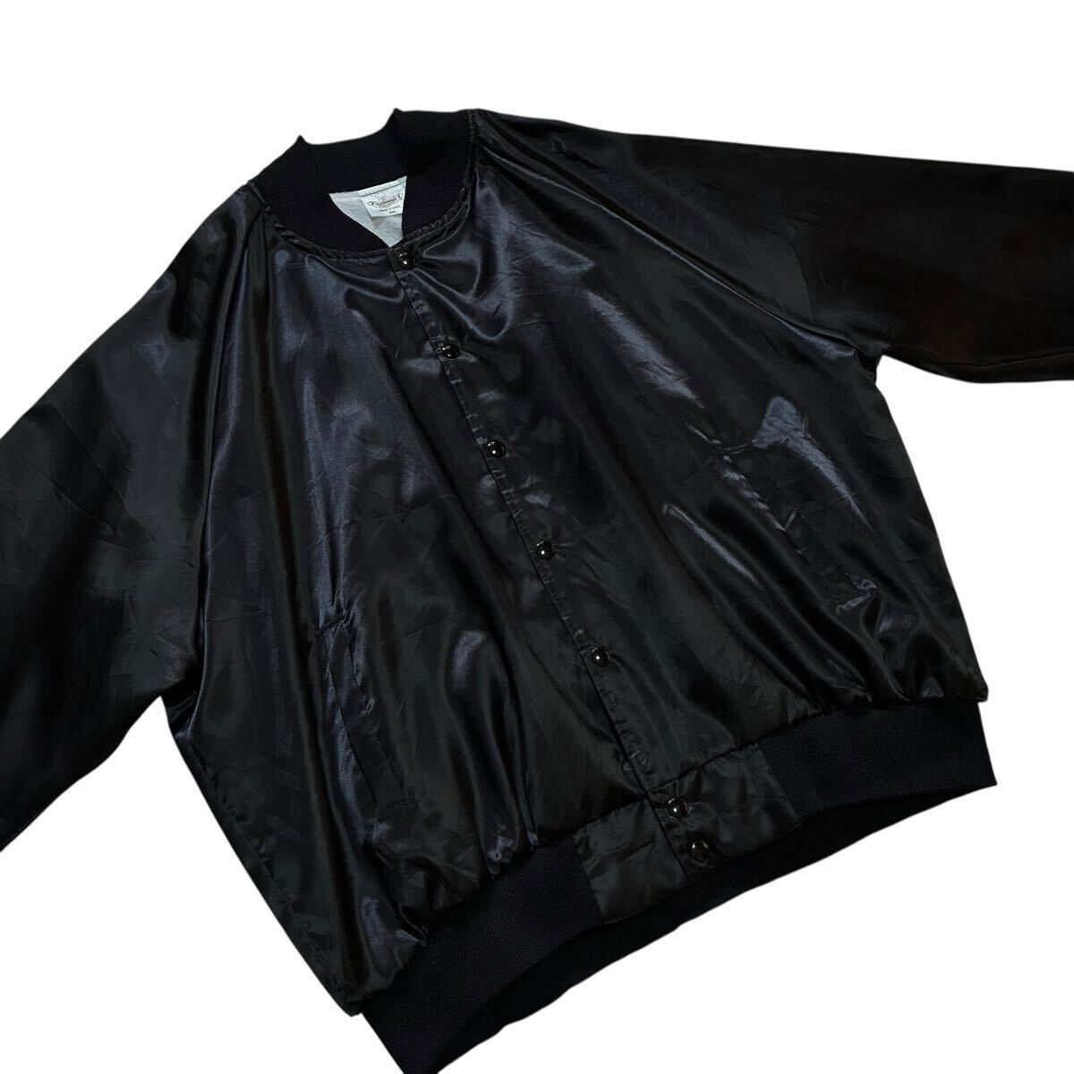 ビッグサイズ♪80s 90s USA製 AUBURN フルスナップ ナイロン スタジャン XXL 黒 ビンテージ ジャケット 唐辛子 チリ 刺繍 ブラック 企業物_画像5