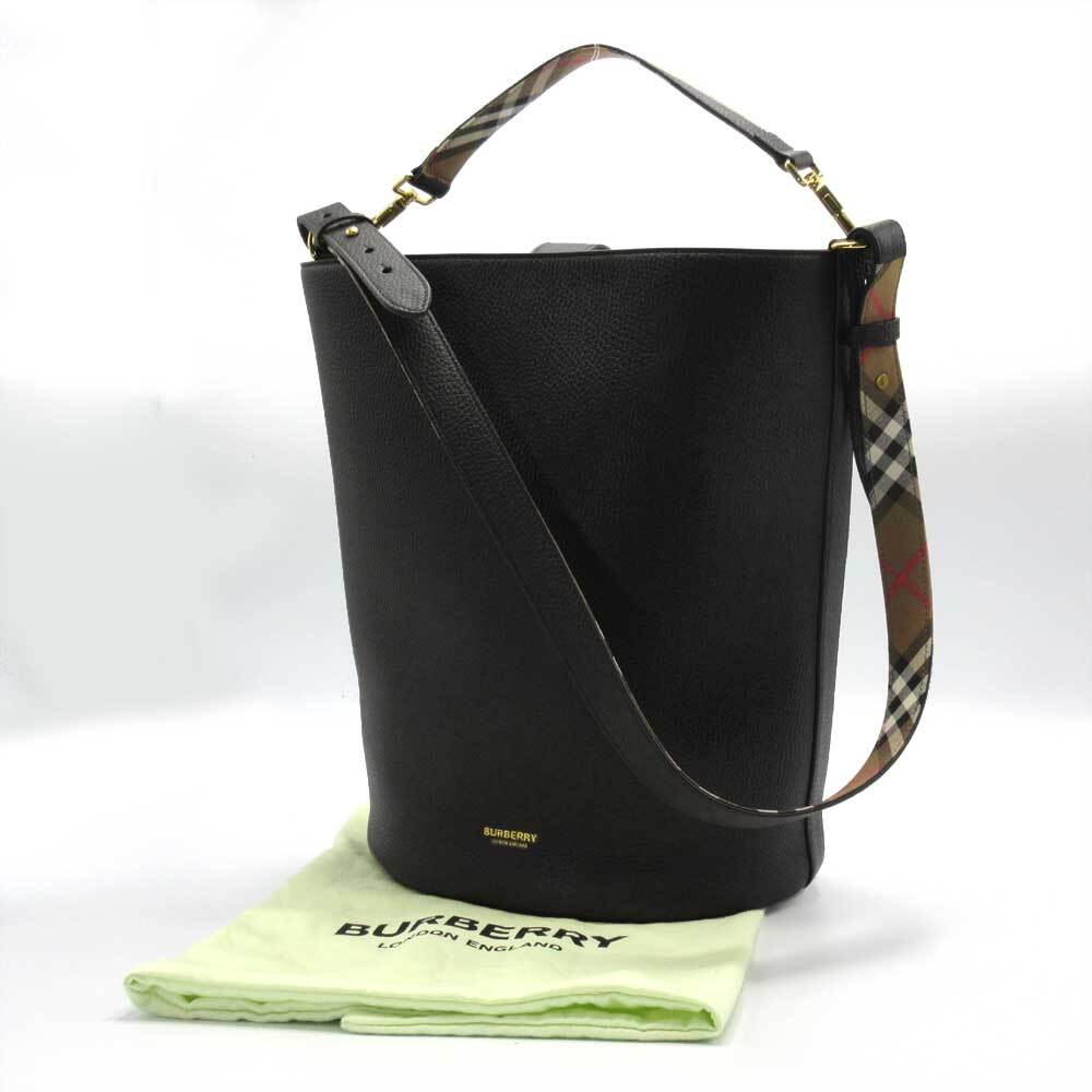 バーバリー ショルダーバッグ BURBERRY BACKET BAG レザー ミディアム 2WAY 肩掛け A4対応 8084036 BLACK アウトレット レディース_画像9