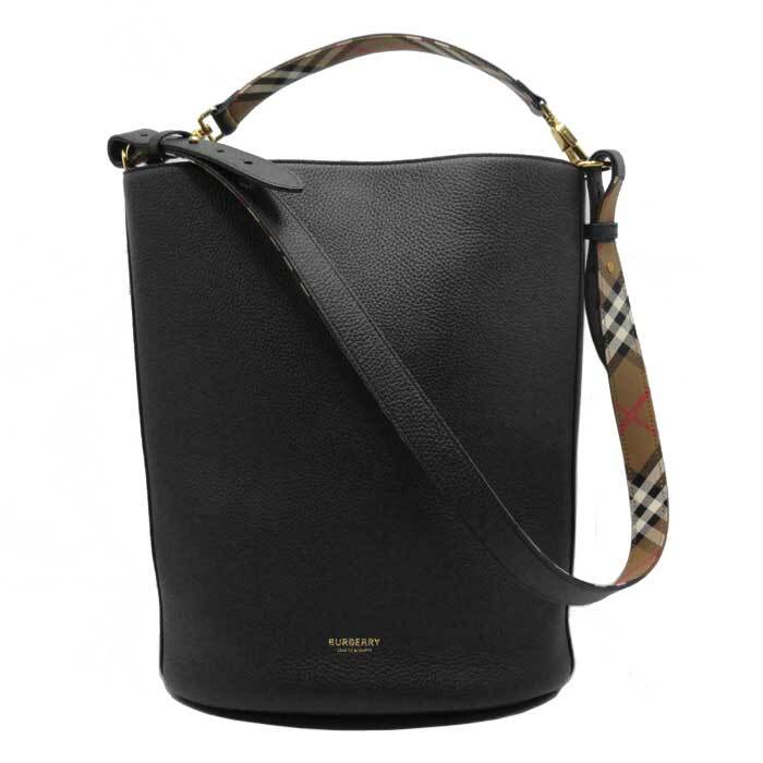 バーバリー ショルダーバッグ BURBERRY BACKET BAG レザー ミディアム 2WAY 肩掛け A4対応 8084036 BLACK アウトレット レディース_画像1