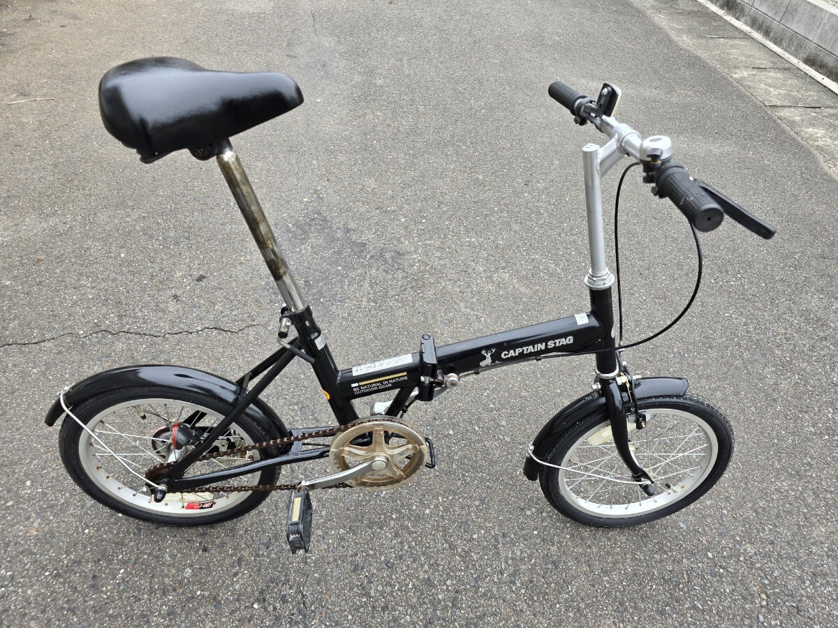 CAPTAIN STAG 折りたたみ自転車 BLACK 16インチ 黒 キャプテンスタッグ _画像1