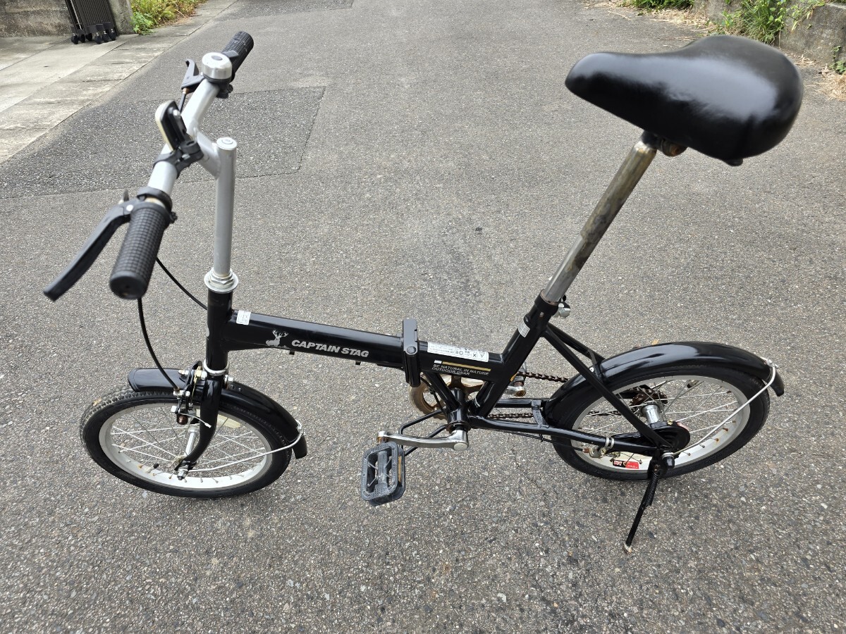 CAPTAIN STAG 折りたたみ自転車 BLACK 16インチ 黒 キャプテンスタッグ _画像2
