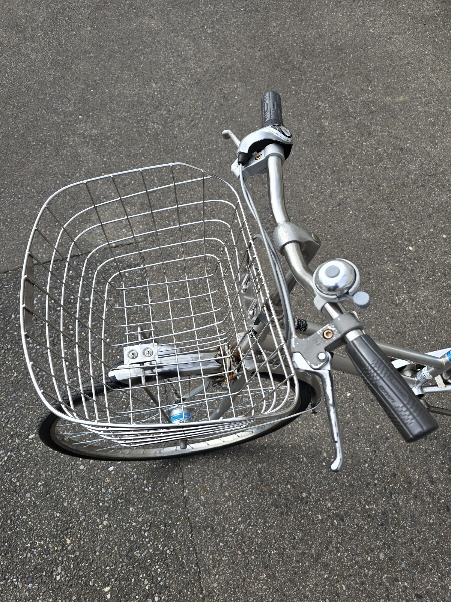 【店舗受取限定】maruishi シティサイクル CALM 27インチ 3ギア シルバー 前カゴ後ろ荷台付 カギあり 丸石 自転車 発送不可 _画像5
