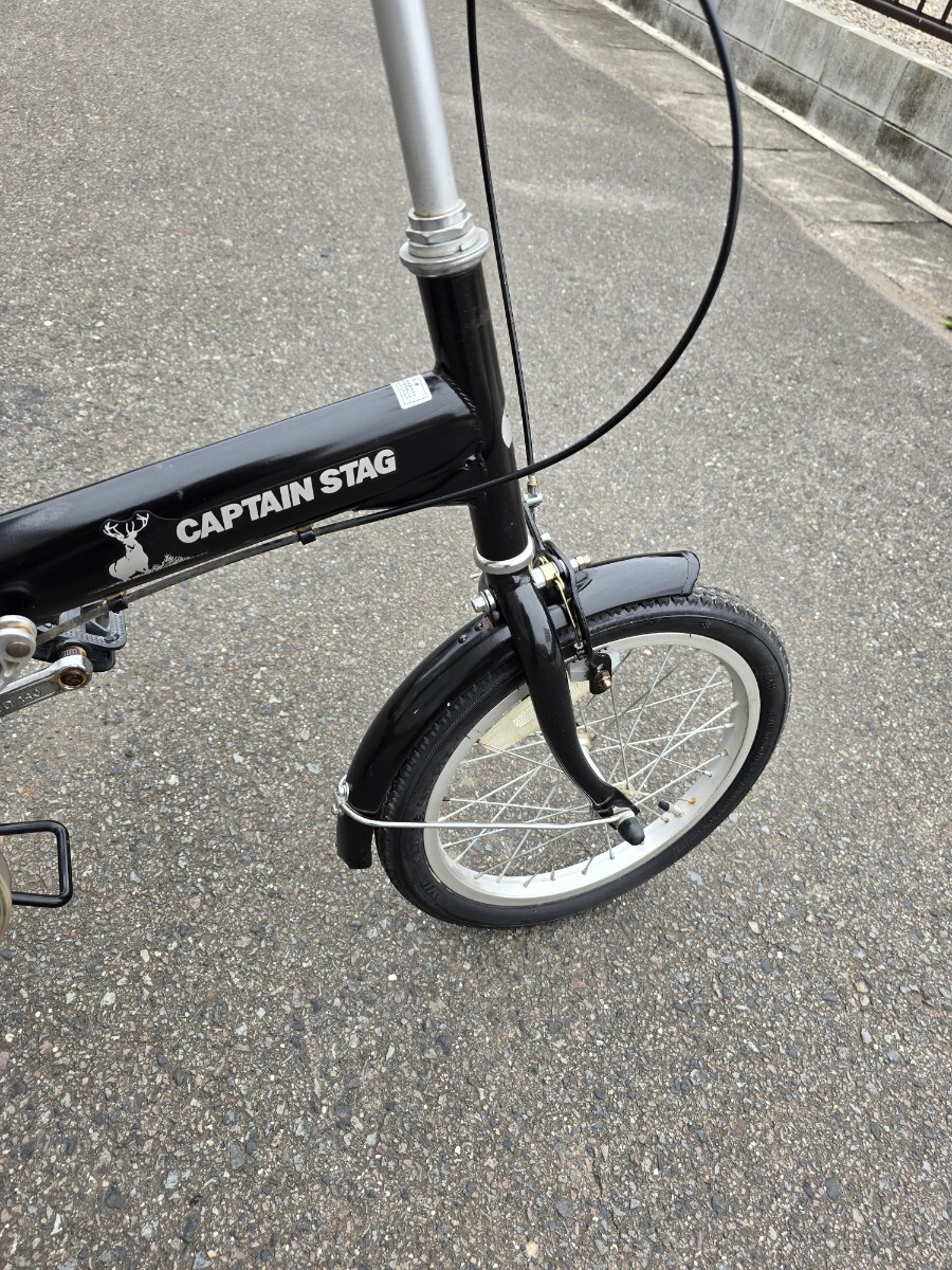 CAPTAIN STAG 折りたたみ自転車 BLACK 16インチ 黒 キャプテンスタッグ _画像5