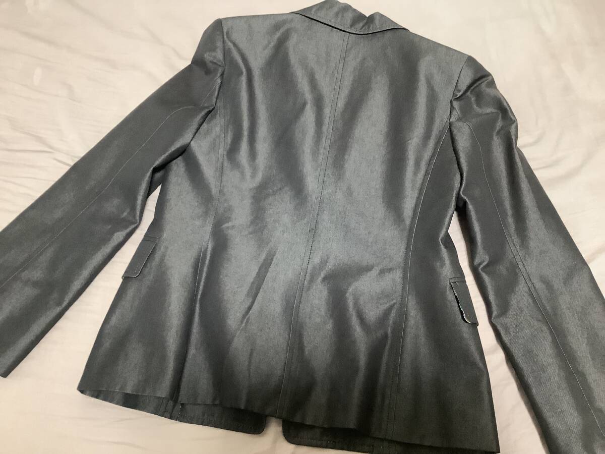 送料込!美品!LEONARD FASHION ブラックデニム風ジャケット 光沢 40サイズ 定価10万以上_画像6