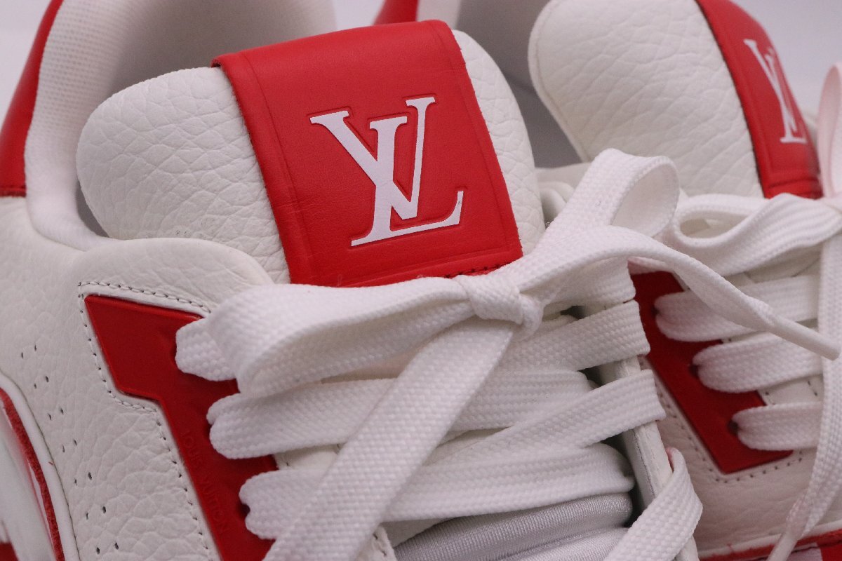 【美品】LOUIS VUITTON ルイヴィトン × 草間彌生 トレーナーライン ローカット スニーカー サイズ9 27.5cm レッド 赤 白 箱 替え紐 保存袋_画像7
