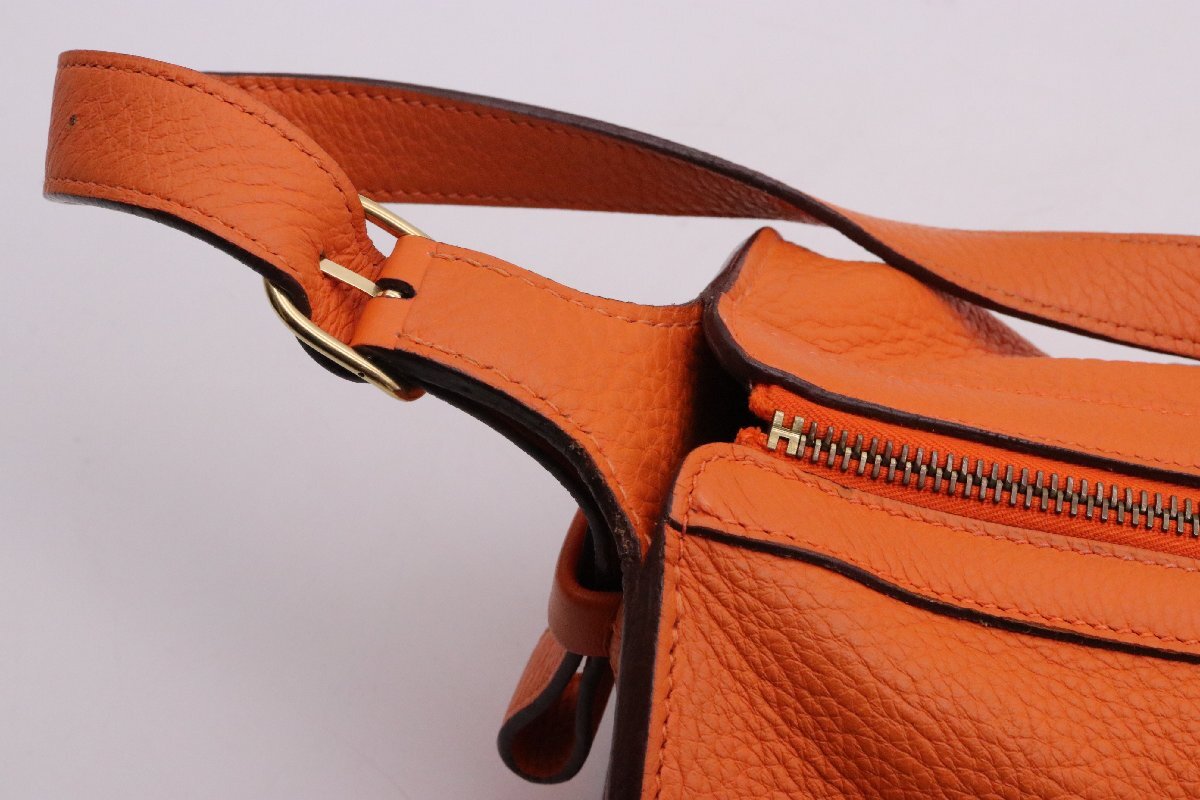 【中古美品】HERMES エルメス ドレミ 33 ハンドバッグ ショルダー レザー トリヨンクレマンス オレンジ □H 刻印 保存袋付き 【漂亮】_画像7