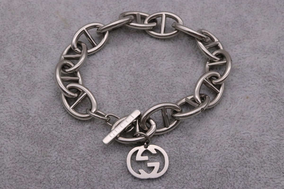 【美品】GUCCI グッチ アンカーチェーン GG ブレスレット 内周19cm トムフォード期 シェーヌダンクル ヴィンテージ アクセサリー 【漂亮】_画像1