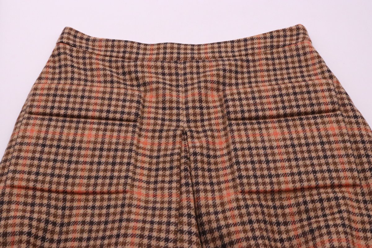 【美品】Masion Margiela メゾンマルジェラ ウール スカート パンツ ブラウン チェック 4つタグ サイズ40 未使用 タグ付【漂亮】_画像3
