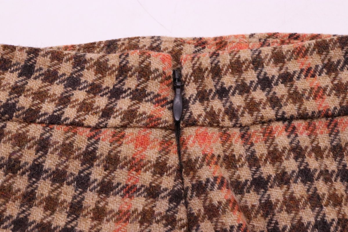 【美品】Masion Margiela メゾンマルジェラ ウール スカート パンツ ブラウン チェック 4つタグ サイズ40 未使用 タグ付【漂亮】_画像6