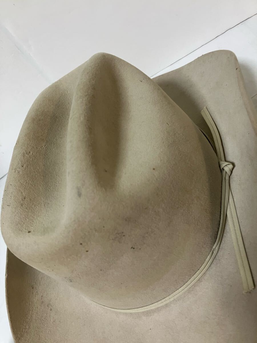 ▲P035▲ JOHN B. STETSON COMPANY 4X BEAVER ウエスタンハット テンガロンハット　56/7_画像5