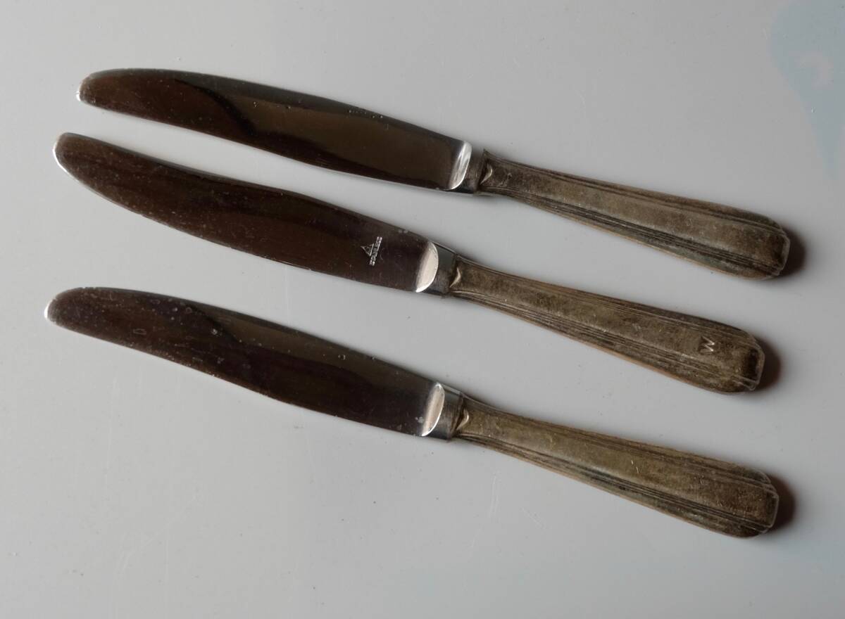☆銀メッキのフォーク２本；ナイフ５本_画像4