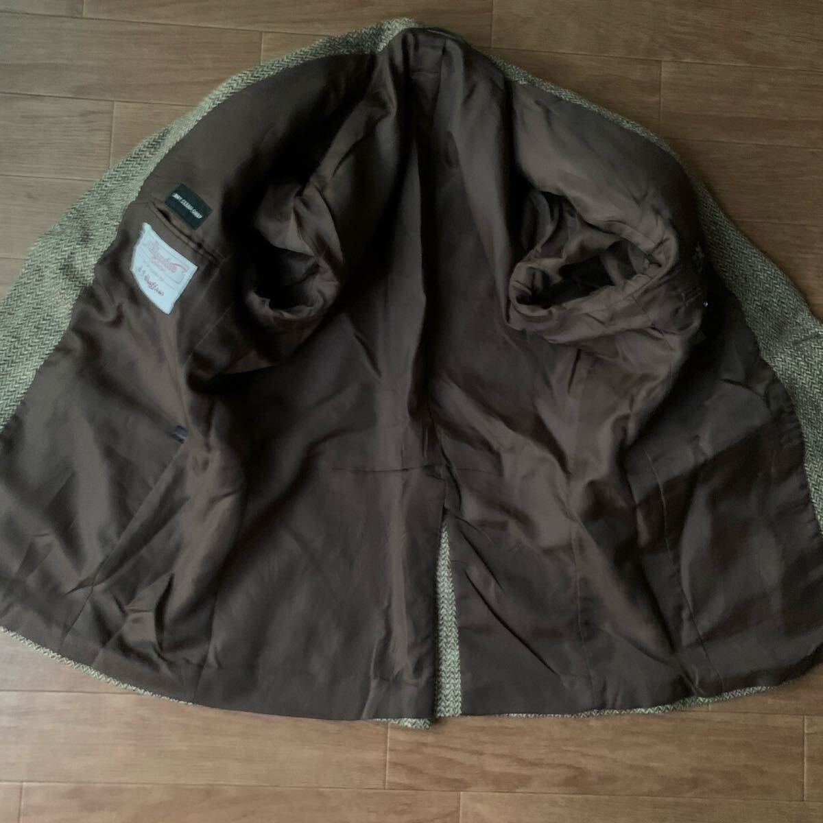 英国製 Harris Tweed ハリスツイード 2B テーラードジャケット ヘリンボーン ミックスツイード 胡桃ボタン スコットランド製ウール100%_画像6