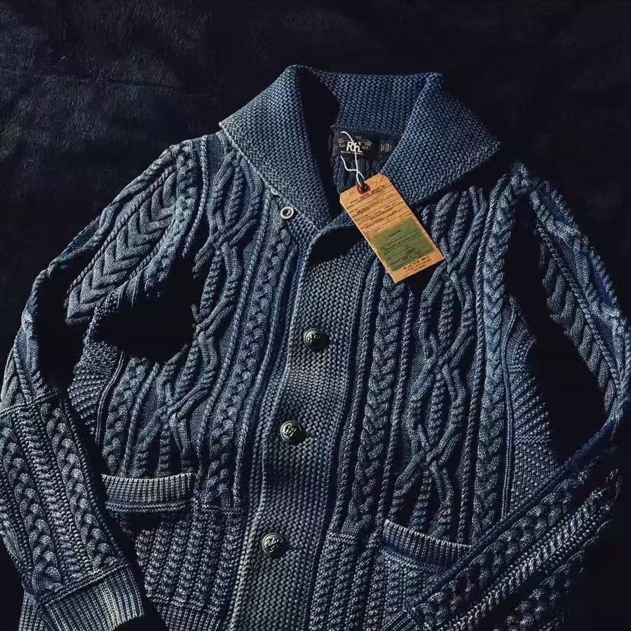 RRL INDIGO ARAN KNIT SHAWL COLLAR CARDIGAN インディゴ ショールカラーカーディガン S-XLサイズ選択可_画像6