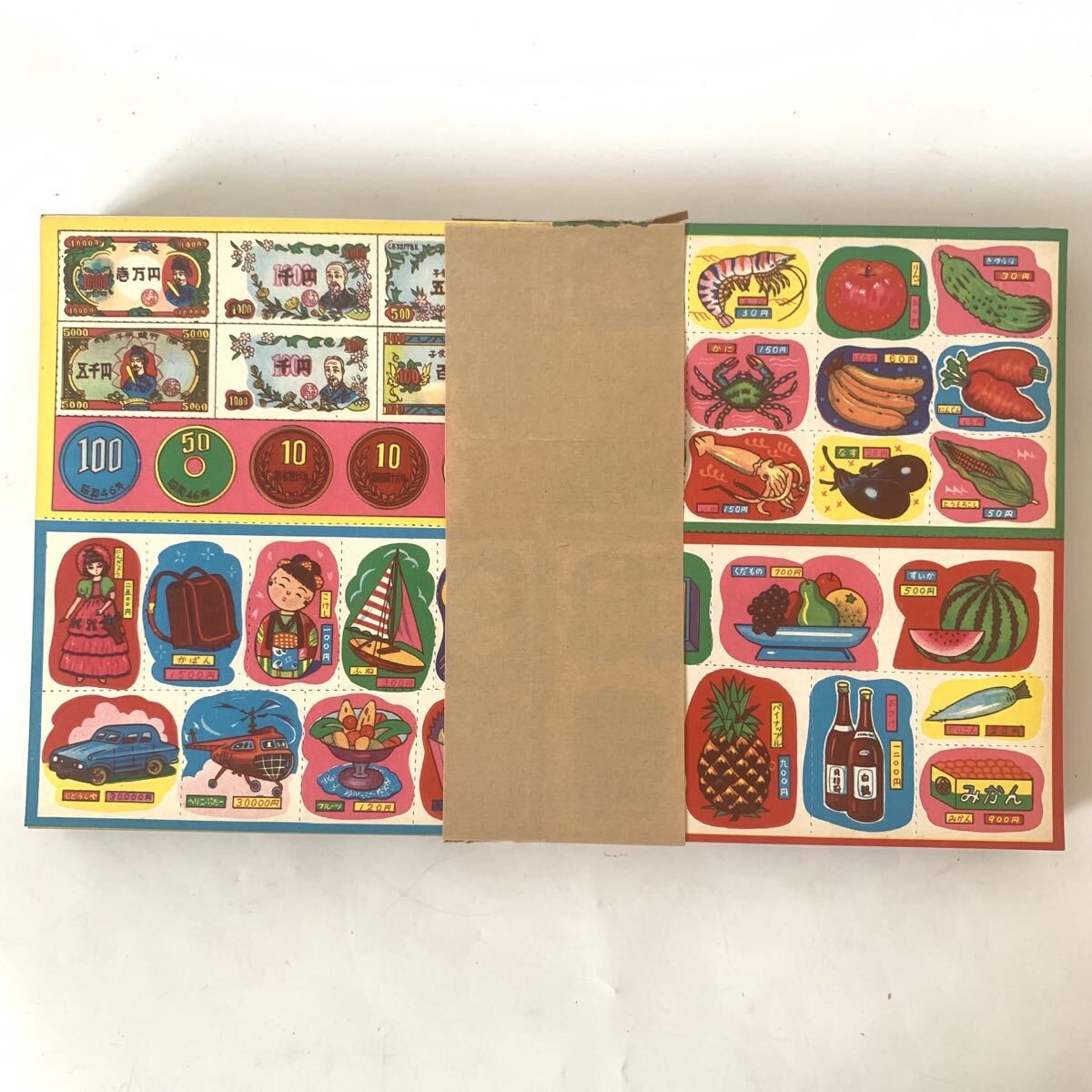 デッドストック ファミリー お買物遊び 1箱 150枚 駄菓子屋 駄玩具 ままごと 紙玩具 紙物 昭和レトロ_画像4