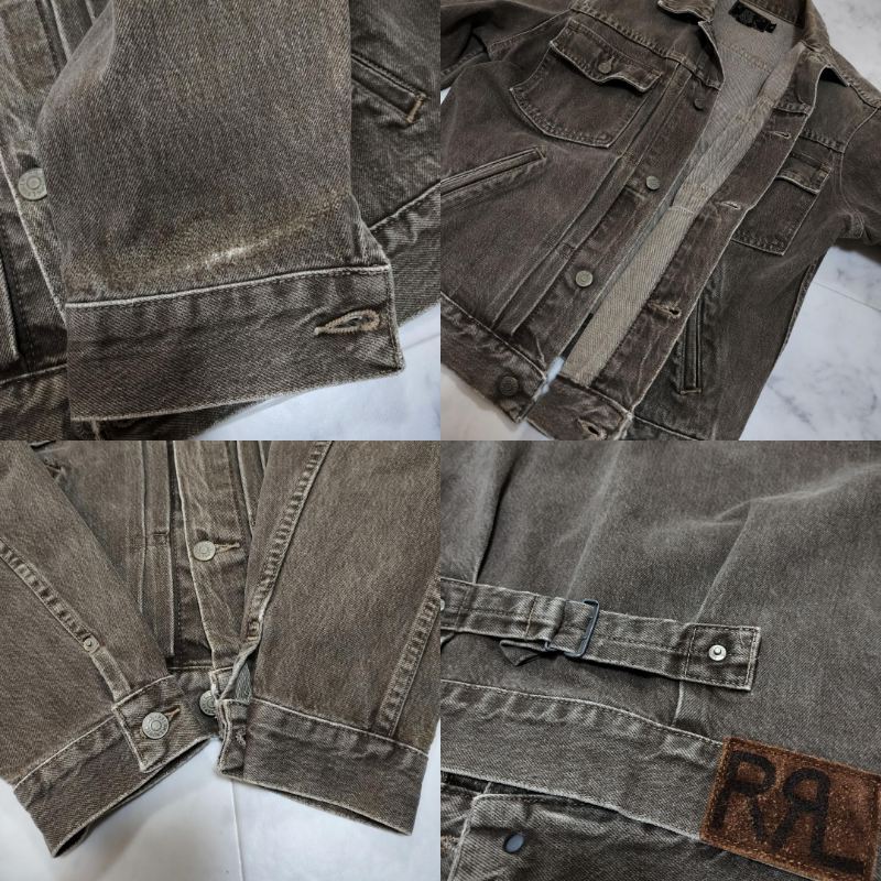 希少90s 三ツ星 RRL 先染めブラウンデニムジャケット S USA製 2nd メンズ ダブルアールエル アメリカ製 シンチバック Gジャン 2nd セカンド_画像8