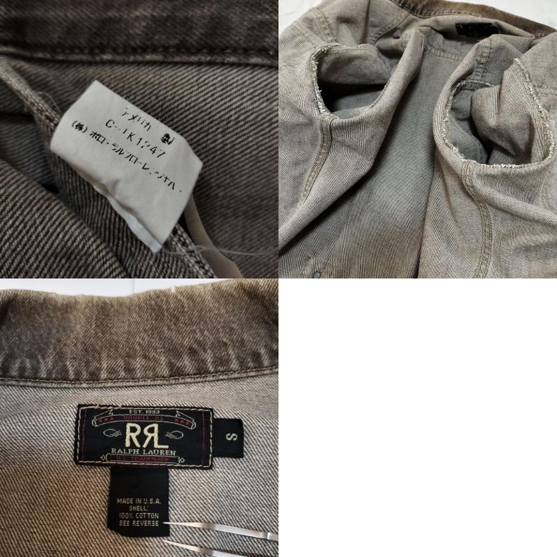 希少90s 三ツ星 RRL 先染めブラウンデニムジャケット S USA製 2nd メンズ ダブルアールエル アメリカ製 シンチバック Gジャン 2nd セカンド_画像10