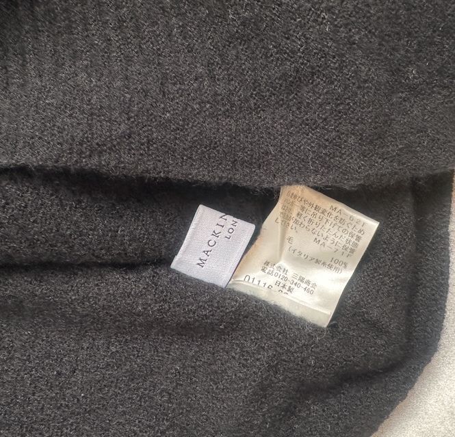 値下★MACKINTOSH LONDON マッキントッシュロンドン三陽商会★イタリア製ウール100％ニット・カーディガン・ブラック・38/M★美品_画像6