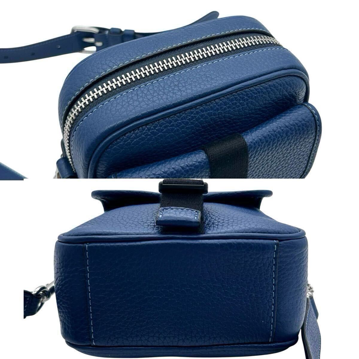 定価7.7萬&未使用　COACH　コーチ　ショルダーバッグ　ベック　クロスボディ　青　ブルー　オールレザー　現(xiàn)行ロゴ　メンズ　サコッシュ