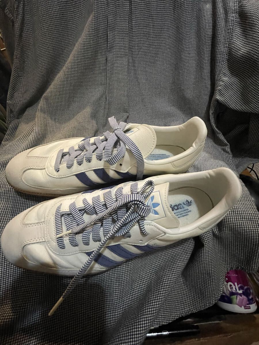  Vintage переиздание adidas Adidas samba белый / темно-синий спортивные туфли 29.5cm