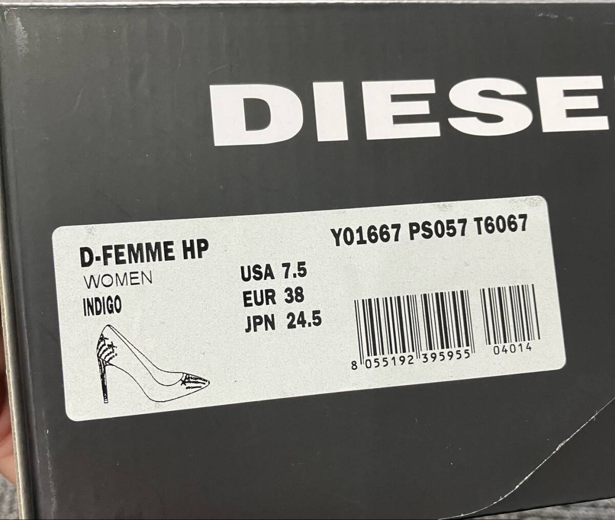 #2136 не использовался дом хранение товар *DIESEL* дизель * высокий каблук Denim заклепки булавка каблук туфли-лодочки обувь 38 размер 24.5. текущее состояние товар 