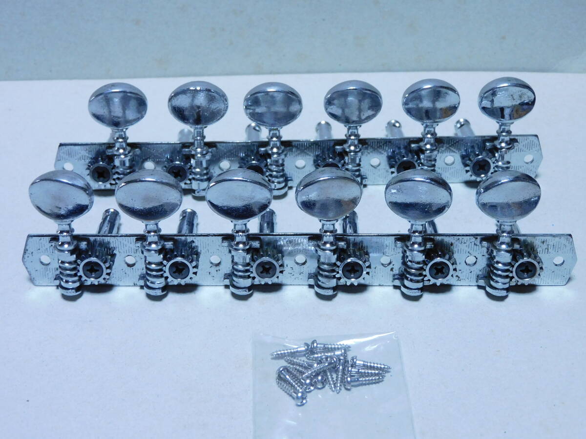 ★即決3280円[’70年代国産12弦ギター]用[6連ペグR＋L/ネジ付き]★_画像1
